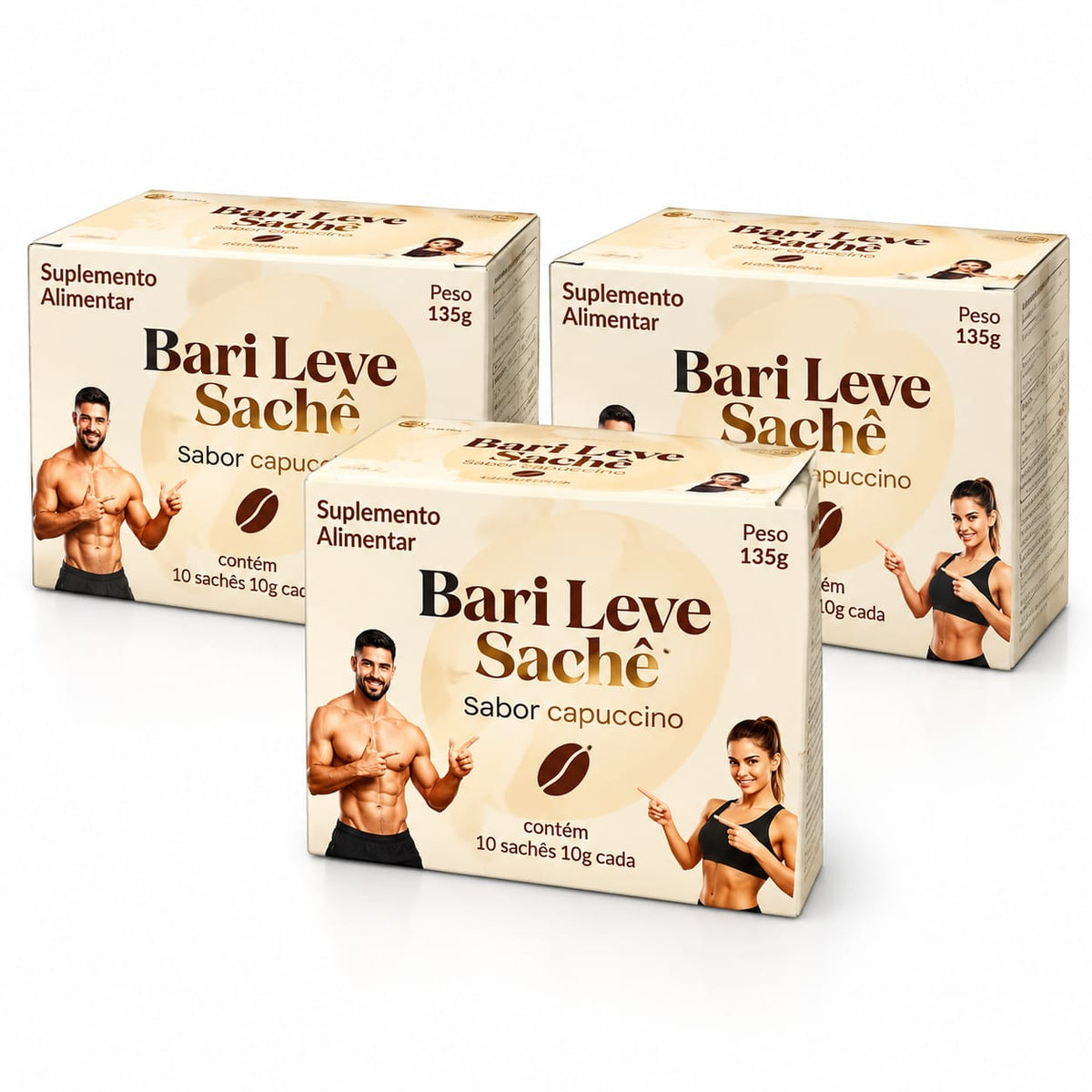 BARI LEVE SACHÊ CAPUCCINO - KIT 3 CXS - 30 DIAS SACIEDADE E CONTROLE DE APETITE