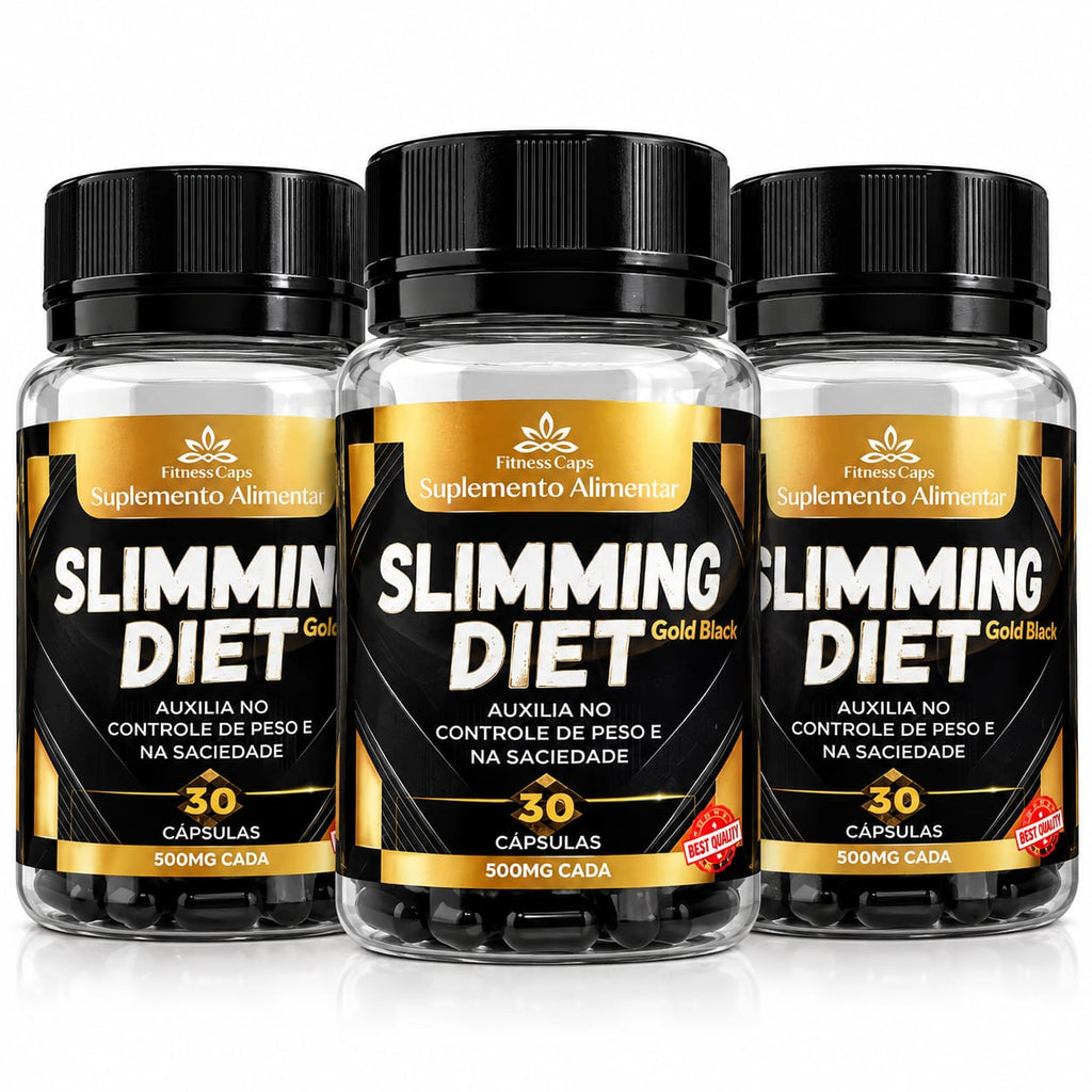 KIT SLIMMING DIET BLACK GOLD 3 FRASCOS 90 DIAS CONTROLE DE PESO E SACIEDADE