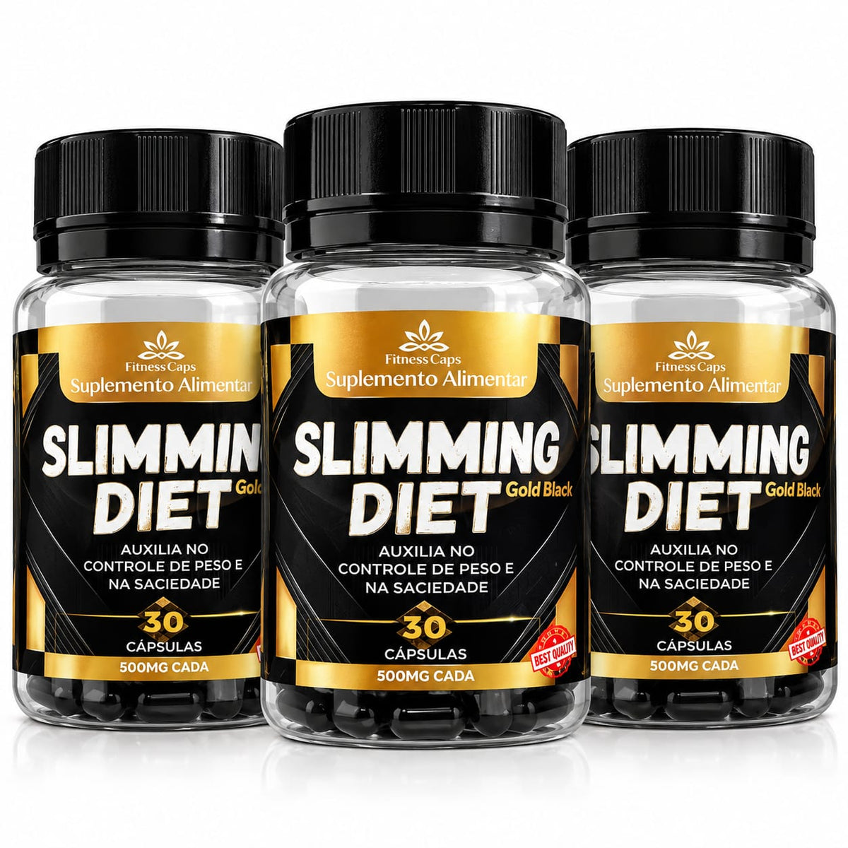KIT SLIMMING DIET BLACK GOLD 3 FRASCOS 90 DIAS CONTROLE DE PESO E SACIEDADE