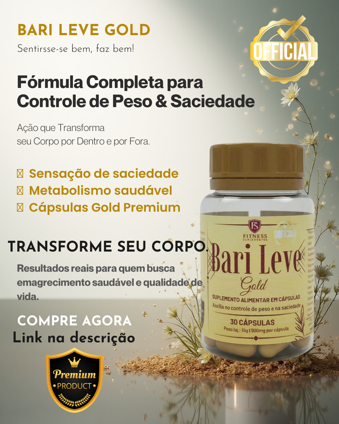 Bari Leve Gold Slimming Capsules 30 Premium Capsules Powerful Appetite Suppressant